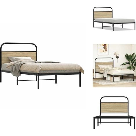 Cadre de lit sans matelas 107x203 cm chêne sonoma - Cadre De Lit - Cadres De Lit - Meuble De Chambre À Coucher - Lit (1/5)