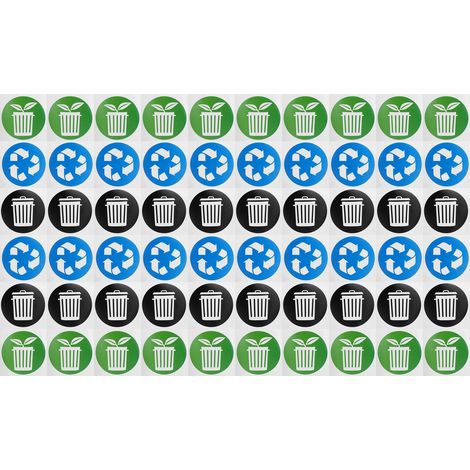 Lot de 60 autocollants circulaires pour poubelle de tri sélectif. (1/5)