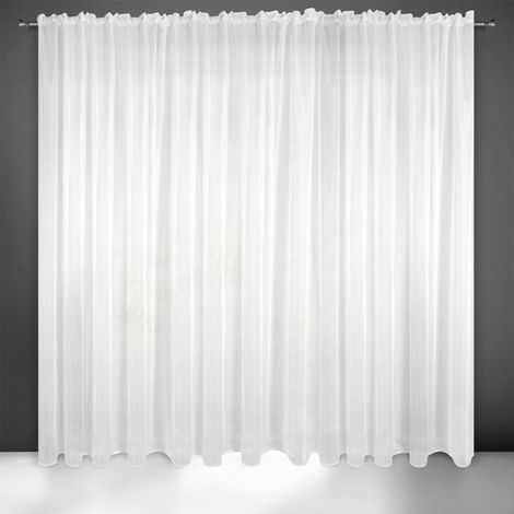 Eurofirany LUCY Tenda in Voile, Tenda Trasparente con Fettuccia Arricciatenda - 1 Unità, Camera da Letto, Soggiorno, Cucina, 400 x 250cm, Bianco (1/5)