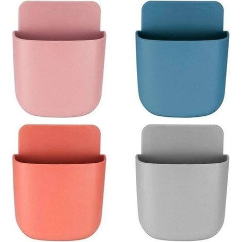 4 Pieces Rangement Telecommande TV, Support de Telecommande Mural, Organisateur, Boîte de Rangement, pour maison, bureau, télépho (1/4)