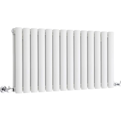 Milano Aruba White Horizontal Double Oval Panel Radiator - 400mm x 826mm