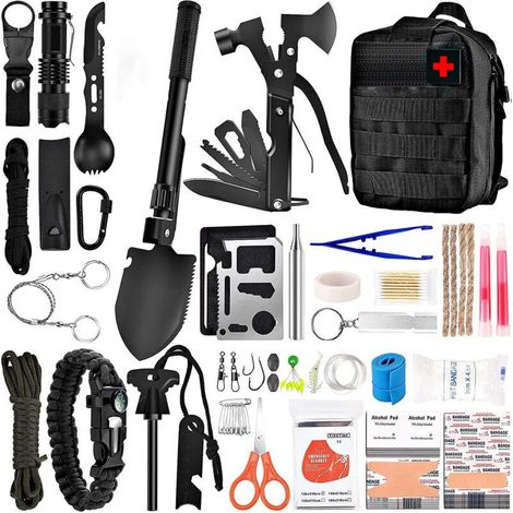 Kit de Survie d'urgence , Multi-Outils De Survie Vitesse Kit, Tactique Pouch Outdoor Gear Sac Trauma d'urgence pour La Randonnée Camping Hunting Adventures (1/2)