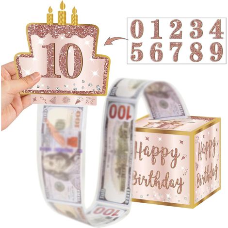 Beyamis Tirelire à billets, coffret cadeau d'anniversaire avec carte surprise à tirer, kit à monter soi-même pour femmes et hommes (1/5)