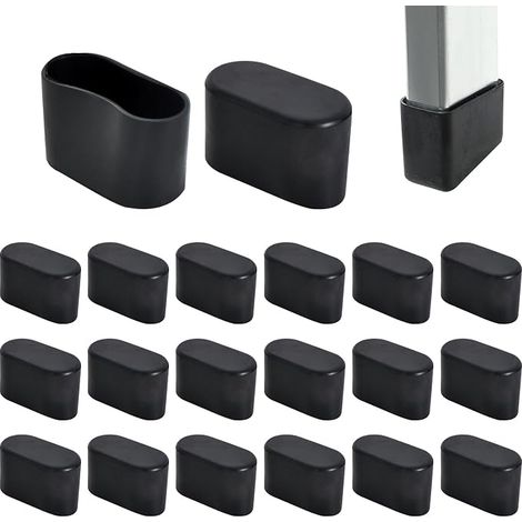 20 x PVC Chair Caps with Non-Slip Oval Chair Caps, Noise Reduction Chair Leg Caps, Oval Plugs for Table, Chair Legs, Garden, Office (Black, 40 x 20 mm) (1/5)