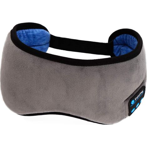 Masque de sommeil Bluetooth - Écouteurs de voyage sans fil avec microphone intégré, réglables et lavables pour hommes et femmes - Gris (1/3)
