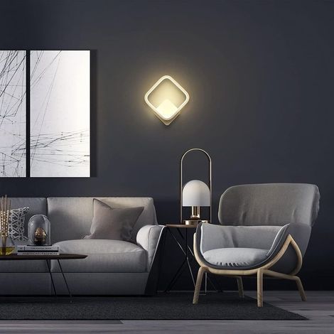 Applique Murale Interieur LED Carré Lampe Murale 12W Blanc Chaud 3000K Luminaire Mural Moderne pour Couloir Chambre Salon Escalier (1/3)