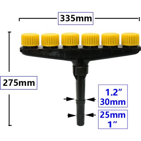 Arroseur de jardin à 6 trous (3/4/5/6 buses) pour tuyau d'arrosage de 25 mm (1") ou 30 mm (1") - Pulvérisateur manuel - 1 pièce (1/5)