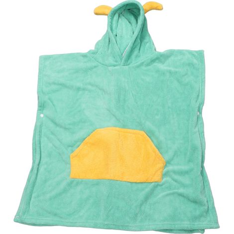 Kids Bath Towel Green Cartoon Dinosaur Design Hooded Soft Coral Fleece Absorbent 70x140cm Towel Robe for Shower Beach