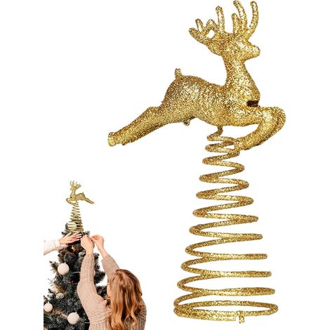 Cime De Sapin De Noël Décorations Maison Or Pailleté Figurine De Cerf Argenté Pour Arbre De Noël Pour Chambre Manteau Fenêtre Entrée Balcon Bureau Salle De Classe Ferme (1/5)