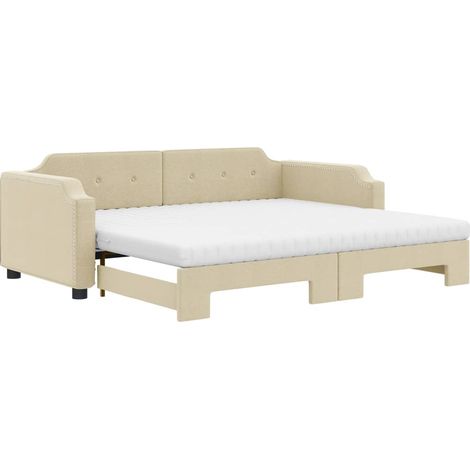 Maison Exclusive - Tagesbett Ausziehbar mit Matratzen Creme 100x2