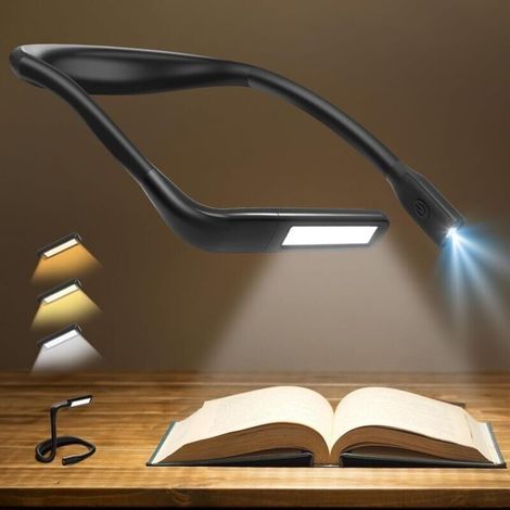 Black, USB rechargeable neck reading light, eye-protecting hanging reading light, outdoor camping light (1/4)