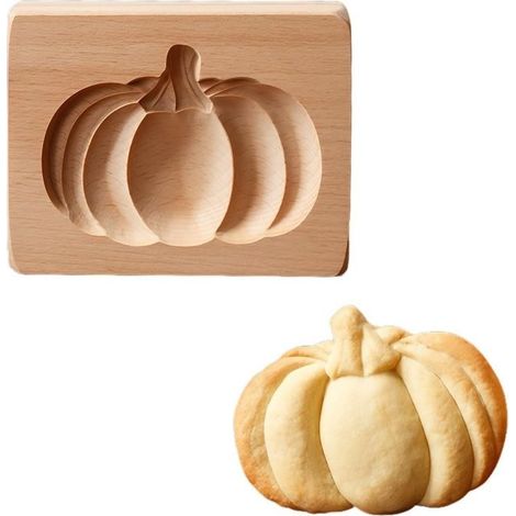 Moules à biscuits 3D en bois pour Halloween, Thanksgiving, Noël, Pâques, emporte-pièces à biscuits, moules à pâtisserie DIY (citrouille) (1/5)
