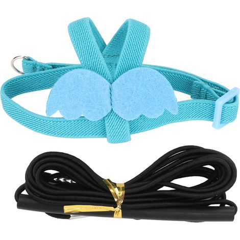 Harnais Pour Oiseau - Laisse Élastique Réglable - Pour Perruches Et Petits Perroquets - Taille XS Bleu (1/5)