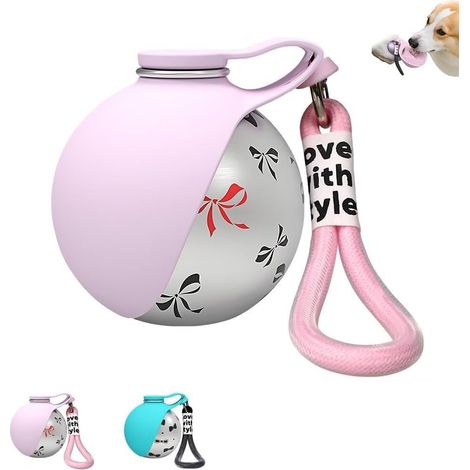 Bouteille d'eau Portable 2 en 1 pour Petits Chiens, Bouteille de Voyage Anti-Fuite de 285 ML avec Bol en Acier Inoxydable et en Silicone, pour la Marche, la randonnée en Plein air (1/5)