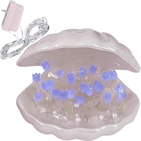 Veilleuse Tulipe Coquillage Blanc DIY Kit 20 Fleurs Lampe Chevet Artisanale Décoration Lumineuse avec Pochette Cadeau (1/4)
