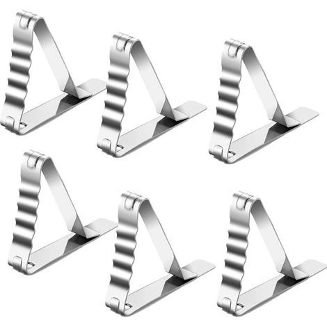 Ahlsen Pince Nappe Inoxydable,Pinces à Nappe Ensemble de 6 Acier Inoxydable Nappe Clips Anti-Glissant,Pinces à Nappe en ,pour l'extérieur, Pique-Nique, fête