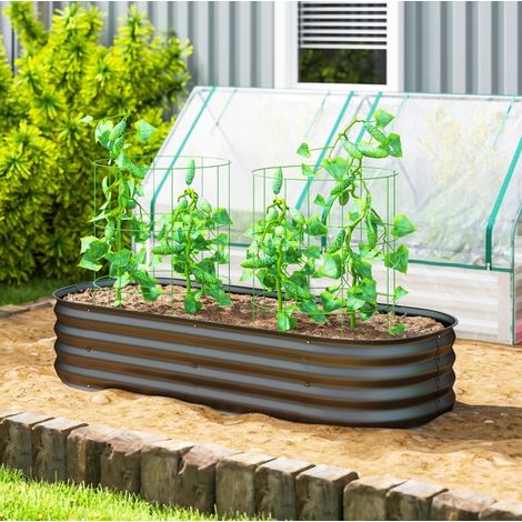Bac potager modulable 150x62x30 cm en acier galvanisé gris foncé, sans fond, pour jardin FloraGrace (1/5)