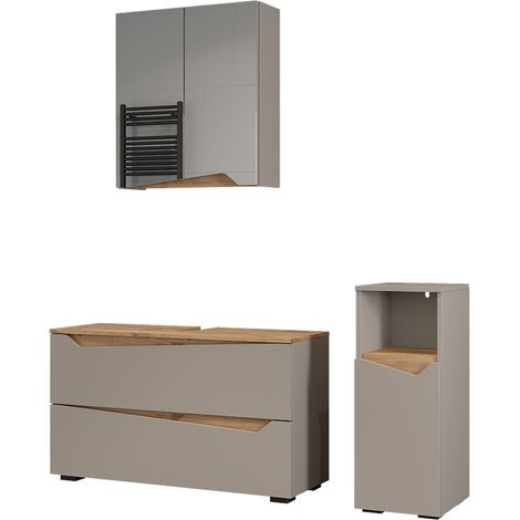 Badmöbel-Set Marelle, Greige/Artisan-Eiche, 3 Teile, Vicco (1/5)