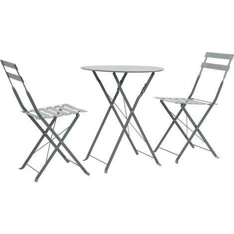 3-tlg. Bistro-Set Stahl Grau