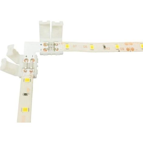 10pcs Connecteur LED Strip à 2 Broches Forme de L Connecteur d'angle à Ruban LED Connecteur Rapide à Angle Droit (1/4)