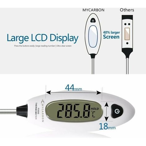 Termometro da cucina digitale, lettura istantanea 5 secondi, grande display LCD, per carne, barbecue, pasticceria e bagnomaria. (1/3)
