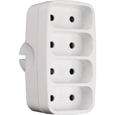 Multiprise quadriplite 6A façade - Blanc - Zenitech (1/4)