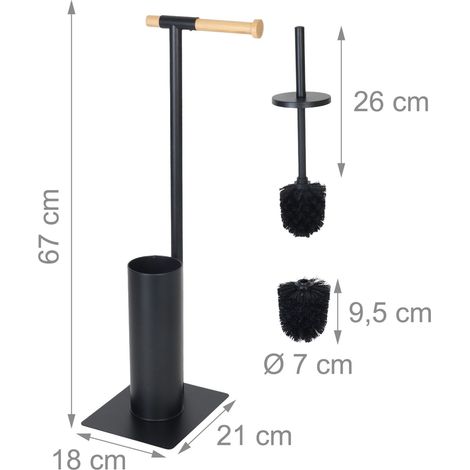 Portarrollos de baño práctico y decorativo 40 x 15 x 15 cm de metal negro 130017101 (1/4)
