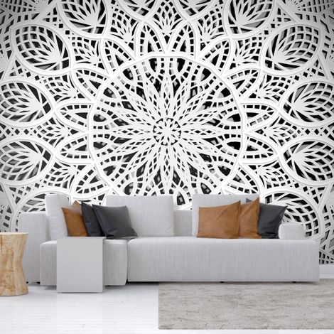 Papier peint White Mandala - 300 x 210 cm (1/4)