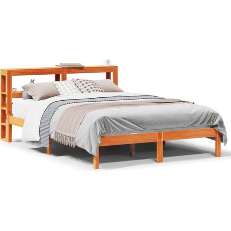 Maison Exclusive - Cadre de lit et tête de lit sans matelas cire marron 140x190 cm