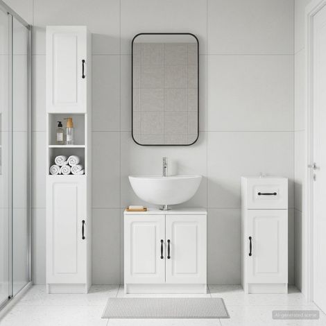 vidaXL 3 Piece Bathroom Cabinet Set UTRECHT High Gloss White (1/5)