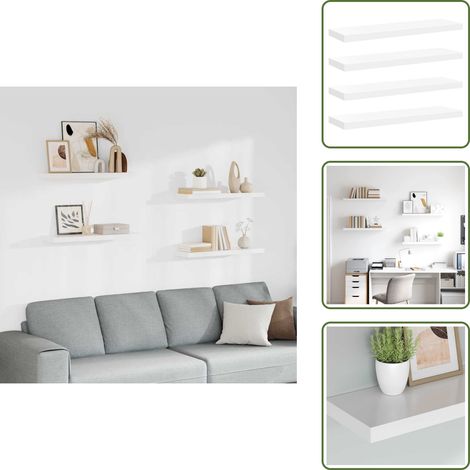 Schweberegale 4 Stk. Weiß 80x23,5x3,8 cm MDF - Schweberegale - Wandregale - Regalset - Weißes Regal - Modernes Regal (1/5)