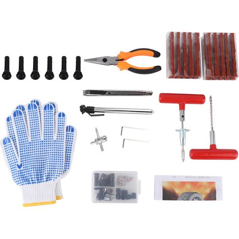 Kit de réparation de pneus 100 pièces pour voiture, moto et vélo électrique - Outils de crevaison professionnels (1/5)