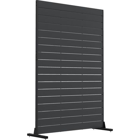 Outsunny biombo de 6 paneles de HDPE, 120x174cm, biombo separador de ambientes con soporte, aspecto de vetas de madera, para interior, exterior, negro