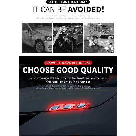 Autocollants réfléchissants de sécurité - Lot de 6 autocollants décoratifs pour voiture, personnalisables pour tous les modèles (1/4)