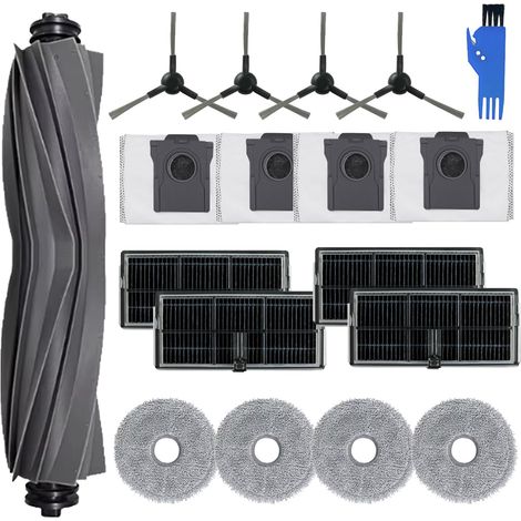 Pack de 18 Accesorios para Dreame L10s Pro Ultra Heat y Mova E30 Ultra: 1 Escoba Principal, 4 Paños, 4 Filtros, 4 Bolsas de Polvo, 4 Cepillos Laterales, 1 Cepillo de Limpieza (1/5)