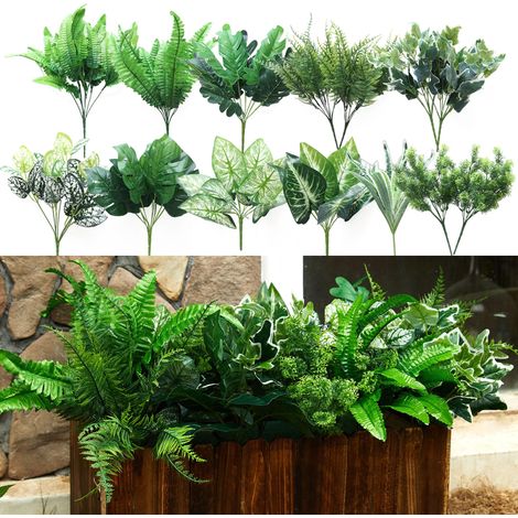 14 PCS Plante Artificielle Exterieur, Arbuste Artificiel Exterieur, Fausse Plante, Plantes Résistantes À UV, pour Intérieur Et Extérieur, Maison, Cuisine, Bureau, Jardin, Balcon (1/5)