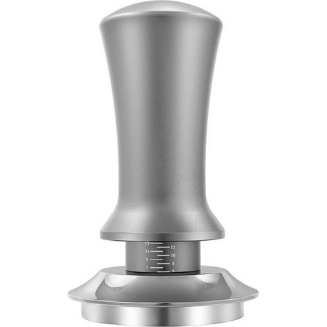 Kaffeetamper - Manueller Tamper - Mit Kalibrierfeder - 100% plan (53 mm, silber)
