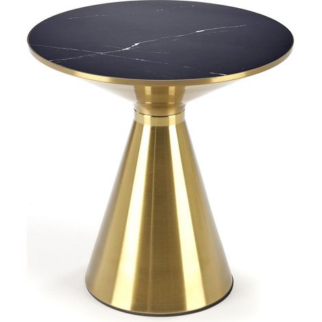 Table basse ronde 50 cm aspect marbre noir Napoli (1/5)