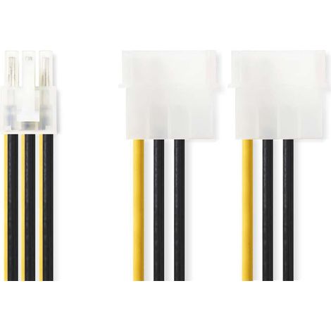 Cable dalimentation interne 2x molex male pci express femelle plaque or 020 m rond pvc jaune noir sac en plastique 3939 (1/3)
