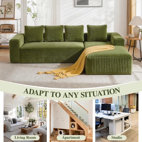 Divano componibile Cloud con chaise longue a L, divano modulare moderno con seduta profonda, divani imbottiti con chaise longue a sinistra per soggiorno e camera da letto, nessun montaggio richiesto, (1/5)