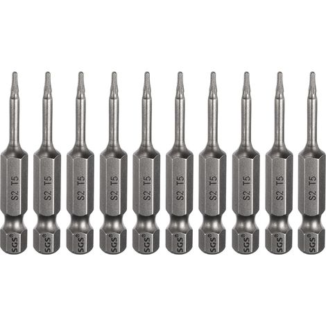10Pcs Embout Tournevis T5 Torx Tige Hexagonale 1/4" Magnétique (1/5)