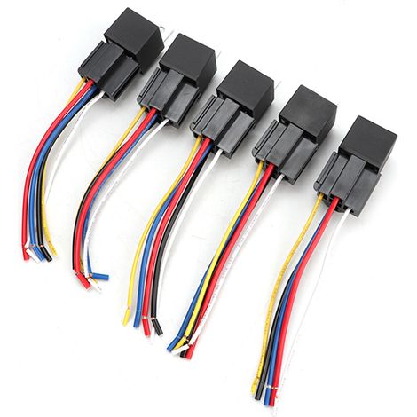 Packung mit 5 12V 40A DC SPDT 5-poligen Relais mit Montagehalterung, automatischer Kfz-Schalter (1/5)