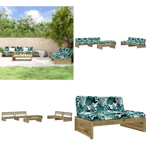6-tlg. Garten-Lounge-Set mit Kissen Imprägniertes Kiefernholz - Gartenloungeset - Holz Lounge Set - Gartenmöbel - Rattan Möbel - Esszimmergarnituren - Home & Living (1/5)