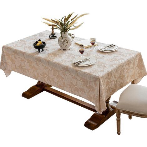 Tischdecke Beige Blumen Landhausstil 140x180cm Rechteckig Maschinenwaschbar