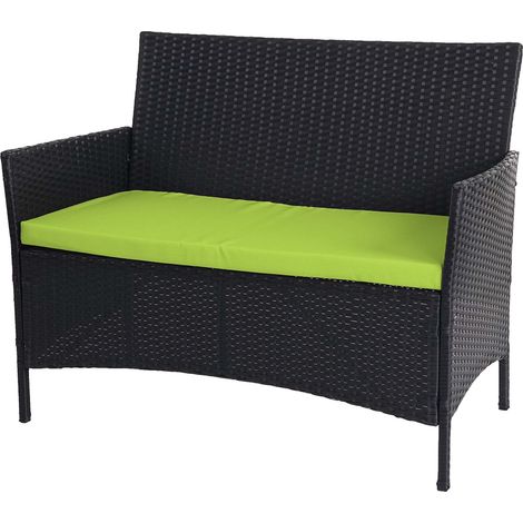 [NON UTILIZZATO] Divano sofa esterno giardino 2 posti Halden 106cm polyrattan antracite con cuscino verde