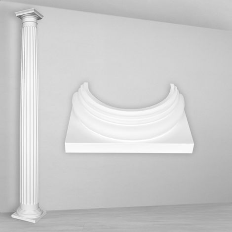 Colonne e mezze colonne rotonde scanalate stucco selezione 203mm N3120: Semicircolare, Base