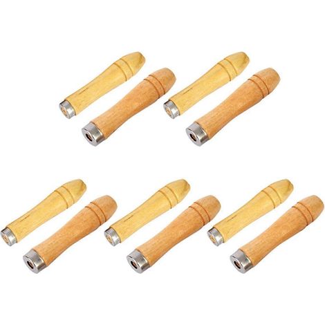 Manche de lime en bois avec bagues métalliques robustes (lot de 10), outil de coupe pour tournevis, perceuse et limage. (1/4)