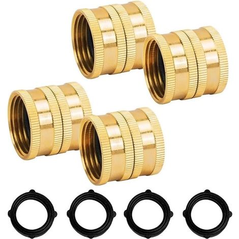 Adaptateur Tuyau 3/4 Laiton Résistant Adaptateur Tuyau 3/4 Laiton(4+4) Laiton massif, filetage 3/4 pour précis, résistance rouille, usage extérieur , installation outil (1/5)