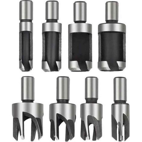 Tourillon Bois 8PCS HSS Foret Bois Fraise à Bouchonner Bois outil de coupe bois Mèches des Bouchons Wood Plug Cutter Drill Bits 6mm /10mm/13mm/16mm Petite Fraise Bois Pour Perceuse (1/5)