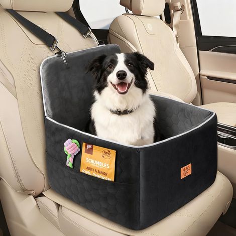 Panier Chien Voiture, Siege Auto Chien avec Mousse à Mémoire de Forme, Housse Amovible Lavable, Ceinture de Sécurité, Siege Auto pour Chiens de Taille Moyenne et Petite Jusqu'à 30 LB, 52x52x50cm (1/5)